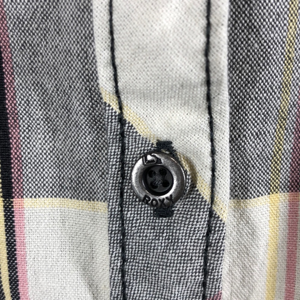 Roxy Gray Plaid Button Down Size Small - image 5